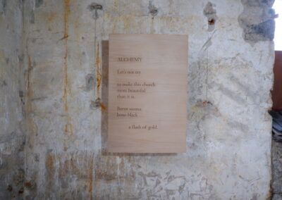 Engraved oak poem &ldquo;Alchemy&rdquo;, 120 x 8 x 1cm, laser engraved oak