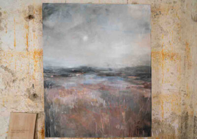 Enchanted, 150cm x 120cm, pigment, acrylic binder, gold leaf and oil on canvas