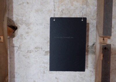 Engraved slate fragment, 30 x 20 x 1cm, laser engraved slate